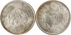 JAPAN. Yen, Year 38 (1905). Osaka Mint. Mutsuhito (Meiji). PCGS MS-63.

KM-Y-A25.3; JNDA-01-10A; JC-09-10-2.

Estimate: USD 300-500