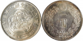 JAPAN. Yen, Year 38 (1905). Osaka Mint. Mutsuhito (Meiji). PCGS MS-61.

KM-Y-A25.3; JNDA 01-10A; JC-09-10-2.

Estimate: USD 150-300
