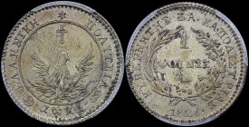 GREECE: 1 Phoenix (1828) in silver (0,900). Inside slab by PCGS "MS 63". Cert number: 44557084. (Hellas 20).