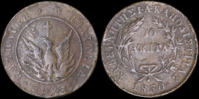 GREECE: 10 Lepta (1830) (type A.3) in copper with phoenix. Variety "261-A.a" by Peter Chase. (Hellas 15). Fine plus.