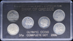 GREECE: Lot composed of two sets of the 6 different 500 Drachmas (2000) in copper-nickel from the 2004 Athens Olympic Games series. Each set is inside...