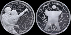 GREECE: 10 Euro (2011) in silver (0,925) commemorating the XIII Special Olympics World Summer Games Athens 2011 with national Arms and inscription "ΕΛ...
