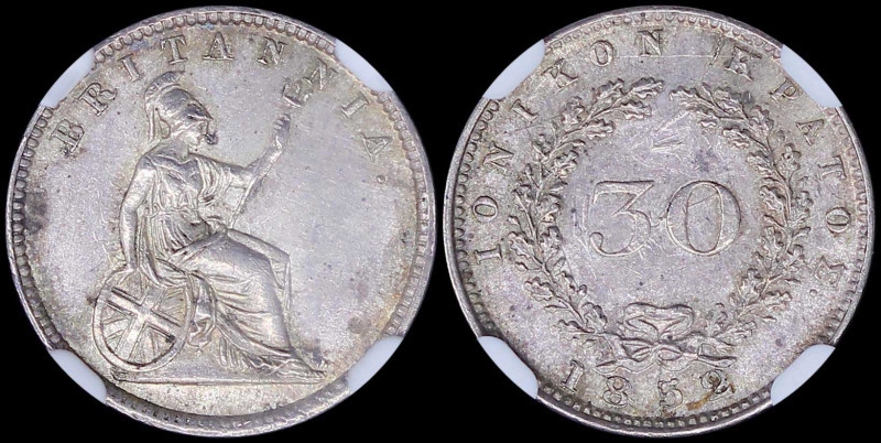 GREECE: 30 new Obols (1852) in silver with value within wreath and inscription "...