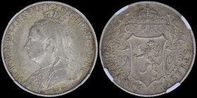 CYPRUS: 4- 1/2 Piastres (1901) in silver (0,925) with crowned and veiled bust of Queen Victoria facing left. Crowned arms divide date, denomination be...
