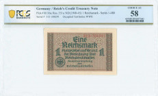 GREECE: 1 Reichsmark (ND 1941) in black and brown on multicolor with eagle with swastika at bottom left, German treasury notes issued for occupied ter...