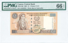 GREECE: 1 Pound (1.2.2001) in brown on light tan and multicolor unpt with Cypriot girl at left. S/N: "AS352591. WMK: Bust of Aphrodite. Printed by (FC...