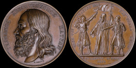 GREECE: Bronze medal {1821 (1836)} from the collection of medals that were engraved by Konrad Lange. Bishop Germanos III (Palaiwn Patrwn Germanos) on ...