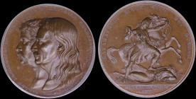 GREECE: Bronze medal {1822 (1836)} from the collection of medals that were engraved by Konrad Lange. Kolokotronis & Nikitaras on obverse. A Greek figh...