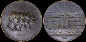 GREECE: Bronze medal commemorating the 60th Anniversary of National Bank of Greece (1902). Portraits of the first four bank governors (G.Stavros - Μ.R...