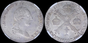 AUSTRIAN NETHERLANDS: 1/4 Kronethaler (1788 H) in silver (0,873) with bust of Joseph II facing right. Floriated cross with 3 crowns in upper angels. I...