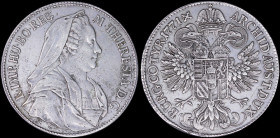 AUSTRIAN STATES / BURGAU: 1 convention Thaler (1771 SC) in silver with veiled bust of Maria Theresa facing right. Crowned imperial double-headed eagle...