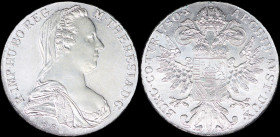 AUSTRIAN STATES / BURGAU: Modern restrike of 1 Thaler (1780 SF X) in silver with mature bust Maria Theresa facing right. Crowned imperial double-heade...