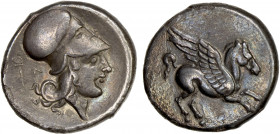 ACARNANIA: Leukas, AR stater (8.16g), ca. 350-320 BC, Pegasi-92, BCD Akarnania-221, Pegasos flying right // head of Athena right, wearing Corinthian h...