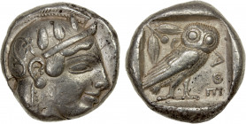 ATTICA: Athens, AR tetradrachm (17.22g), ca. 465-454 BC, Starr Group V.B, HGC-4/1596, transitional issue, helmeted head of Athena right // owl standin...