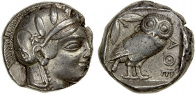 ATTICA: Athens, AR tetradrachm (17.15g), ca. 454-440 BC, S-2526, HGC-4/1597, late transitional issue, helmeted head of Athena right // owl standing ri...
