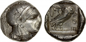 ATTICA: Athens, AR tetradrachm (17.18g), ca. 440-404 BC, S-2526, HGC-4/1597, helmeted head of Athena right // owl standing right, head facing, olive s...