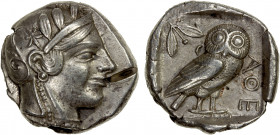 ATTICA: Athens, AR tetradrachm (17.12g), ca. 440-404 BC, S-2526, HGC-4/1597, helmeted head of Athena right // owl standing right, head facing, olive s...