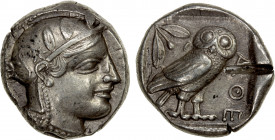 ATTICA: Athens, AR tetradrachm (17.21g), ca. 440-404 BC, S-2526, HGC-4/1597, helmeted head of Athena right // owl standing right, head facing, olive s...