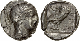 ATTICA: Athens, AR tetradrachm (17.13g), ca. 440-404 BC, S-2526, HGC-4/1597, helmeted head of Athena right // owl standing right, head facing, olive s...