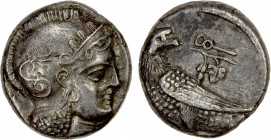 BACTRIA: AR drachm (3.22g), ca. 285/3-280/78 BC, Bop-2A (Sophytes), helmeted head of Athena right // eagle standing left, head right, caduceus and gra...