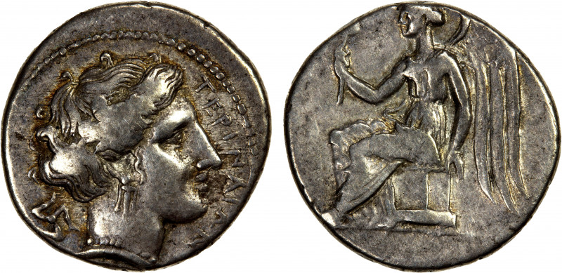 BRUTTIUM: Terina, AR drachm (2.10g), ca. 300 BC, HNI-2641, Holloway & Jenkins-10...