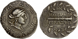 MACEDON (ROMAN): First Meris, AR tetradrachm (16.85g), Amphipolis, ca. 167-149 BC, HGC-3/1103, SNG Copenhagen-1314, diademed and draped bust of Artemi...