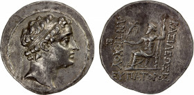 SELEUKID KINGDOM: Antiochos V Eupator, 164-162 BC, AR tetradrachm (16.51g), Antioch on the Orontes, SC-1575.2, diademed head right, all within laurel ...