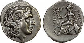 THRACIAN KINGDOM: Lysimachos, 305-281 BC, AR drachm (4.24g), Ephesos, ca. 294-287, Thompson-174, diademed head of deified Alexander right, with horn o...