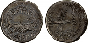 ROMAN IMPERATORIAL PERIOD: Marc Antony, triumvir, 43–33 BC, AR denarius (3.68g), travelling military mint, 32-31 BC, Crawford-544/36, legionary issue,...