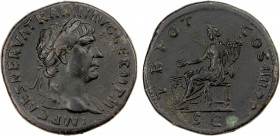 ROMAN EMPIRE: Trajan, 98-117 AD, AE sestertius (28.23g), Rome, 101-102 AD, RIC-430, laureate bust right, draped on left shoulder, IMP CAES NERVA TRAIA...