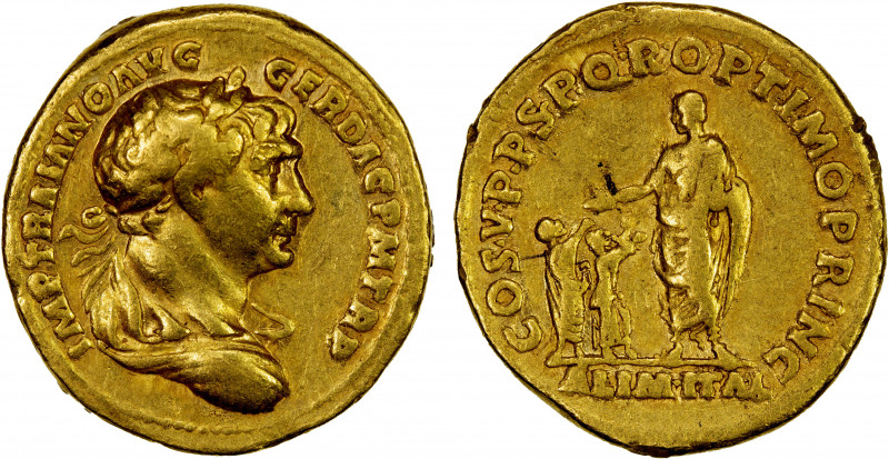 ROMAN EMPIRE: Trajan, 98-117 AD, AV aureus (7.07g), Rome, 103-111 AD, RIC-93, la...