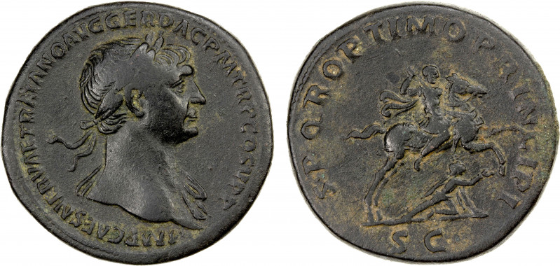 ROMAN EMPIRE: Trajan, 98-117 AD, AE sestertius (28.03g), Rome, 107-110 AD, RIC-5...