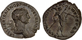 ROMAN EMPIRE: Trajan, 98-117 AD, AR denarius (3.61g), Rome, 116-117 AD, RIC-331, laureate and draped bust right, IMP CAES NER TRAIAN OPTIM AVG GERM DA...