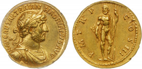 ROMAN EMPIRE: Hadrian, 117-138 AD, AV aureus (7.25g), Rome, 119-120 AD, RIC-211, laureate, cuirassed and draped bust right, IMP CAESAR TRAIAN HADRIANV...