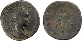 ROMAN EMPIRE: Elagabalus, 218-222 AD, AE sestertius (25.56g), Rome, RIC-372, laureate, draped and cuirassed bust right, IMP CAES M AVR ANTONINVS PIVS ...