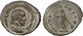 ROMAN EMPIRE: Pupienus, April-July 238, AR denarius (2.92g), Rome, RIC-5, laureate, draped and cuirassed bust right, IMP C M CLOD PVPIENVS AVG // Pupi...