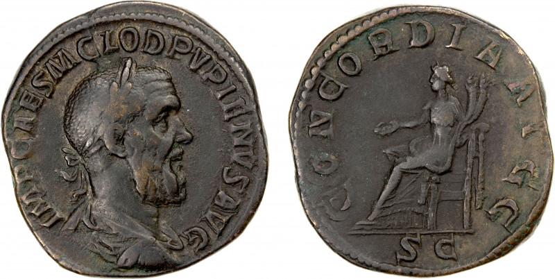 ROMAN EMPIRE: Pupienus, April-July 238, AE sestertius (22.67g), Rome, RIC-20, la...