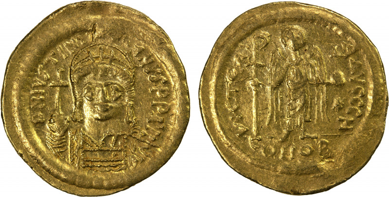 BYZANTINE EMPIRE: Justinian I, 527-565, AV solidus (4.45g), Constantinople, S-14...