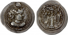 SASANIAN KINGDOM: Valkash, 484-488, AR drachm (4.02g), AS (the Treasury Mint), ND, G-178, with his name vlks instead of date in the left area of the r...