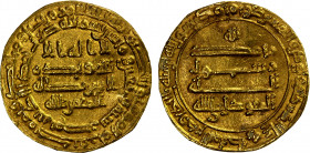 ABBASID: al-Mutawakkil, 847-861, AV dinar (4.22g), Misr, AH240, A-229.3, Bernardi-158De, citing the caliphal heir as a-Mu'tazz, strong VF.
Estimate: ...