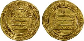 ABBASID: al-Mu'tamid, 870-892, AV dinar (4.14g), Misr, AH263, A-239.1, Bernardi-173De, citing the caliphal heir by his person name Ja'far, slightly wa...