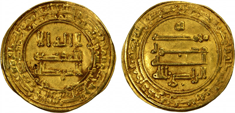ABBASID: al-Radi, 934-940, AV dinar (4.15g), al-Ahwaz, AH323, A-254.1, full stri...