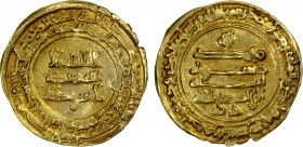 ABBASID: al-Radi, 934-940, AV dinar (3.43g), Madinat al-Salam, AH32x, A-254.1, some double-striking on the obverse, which obscures part of the date, V...