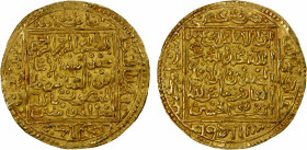 SA'DIAN SHARIFS: Abu'l-'Abbas Ahmad, 1578-1603, AV dinar (4.48g), Hadrat Marrakesh, AH1005, A-565.2, square-in-circle design, second weight standard; ...