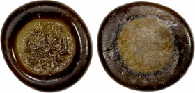 FATIMID: al-Zahir, 1021-1036, glass weight/jeton (1.47g), A-718, FGJ-191var, just the name al-zahir, 2 pellets above and group of dots between 2 pelle...