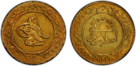 TURKEY: Selim III, 1789-1807, AV altin, Islambul, AH1203 year 2, KM-527, a lovely mint state example! PCGS graded MS63.
Estimate: $250-300