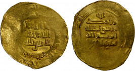 SAMANID: Nasr II, 914-943, AV dinar (3.99g), Mah al-Kufa, AH(330), A-1449, Bernardi-327Mr (only 2 reported), weakly struck, about 30& flat, extremely ...