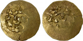 KHWARIZMIAN AMIRS: in the name of Takish b. Khwarizmshah, 1172-1200, AV dinar (3.43g), NM, ND, A-1752J, with 'adl in central cartouche in the center o...
