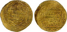 ILKHAN: Abu Sa'id, 1316-1335, AV heavy dinar (12.52g), Shiraz, AH717, A-2191, type A, with the ruler entitled malik ruqab al-umam, "possessor of the n...