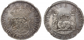 CHINESE CHOPMARKS: GUATEMALA: Fernando VI, 1746-1759, AR 4 reales, 1754-G, KM-17.1, Yonaka-G4-54, assayer J, "pillar dollar" or "columnario" type, Spa...